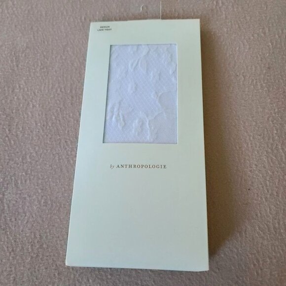 Anthropologie Womens Lace Floral Tights Sz M Cream Made in Italy Flirty NEW - Picture 2 of 7